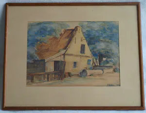 Bert Robbe - Ingelijste aquarel , Oud Commandeurshuisje Ameland – 1934 kopen? Bied vanaf 50!
