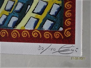 Jacques Tange - populair Rotterdams graficus - gesigneerde Zeefdruk - a very short romance - kopen? Bied vanaf 40!