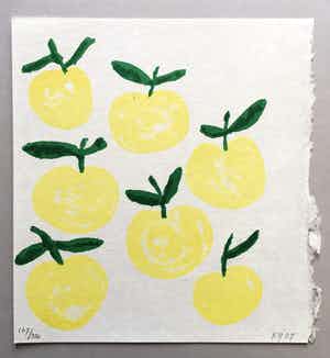 Klaas Gubbels - litho op handgeschept papier 'Appels' - 2007 verkocht voor € 145!