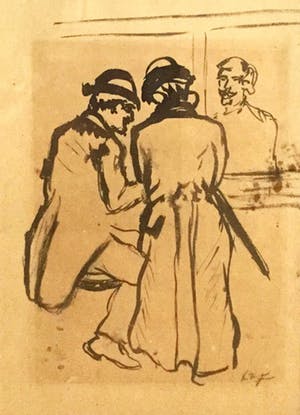 Niet of onleesbaar gesigneerd - C3675 - heer en dame aan de bar kopen? Bied vanaf 10!