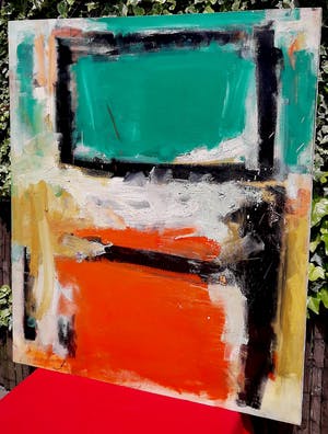 Adine Engelman - Abstracte compositie, olieverf op doek (groot!) kopen? Bied vanaf 750!