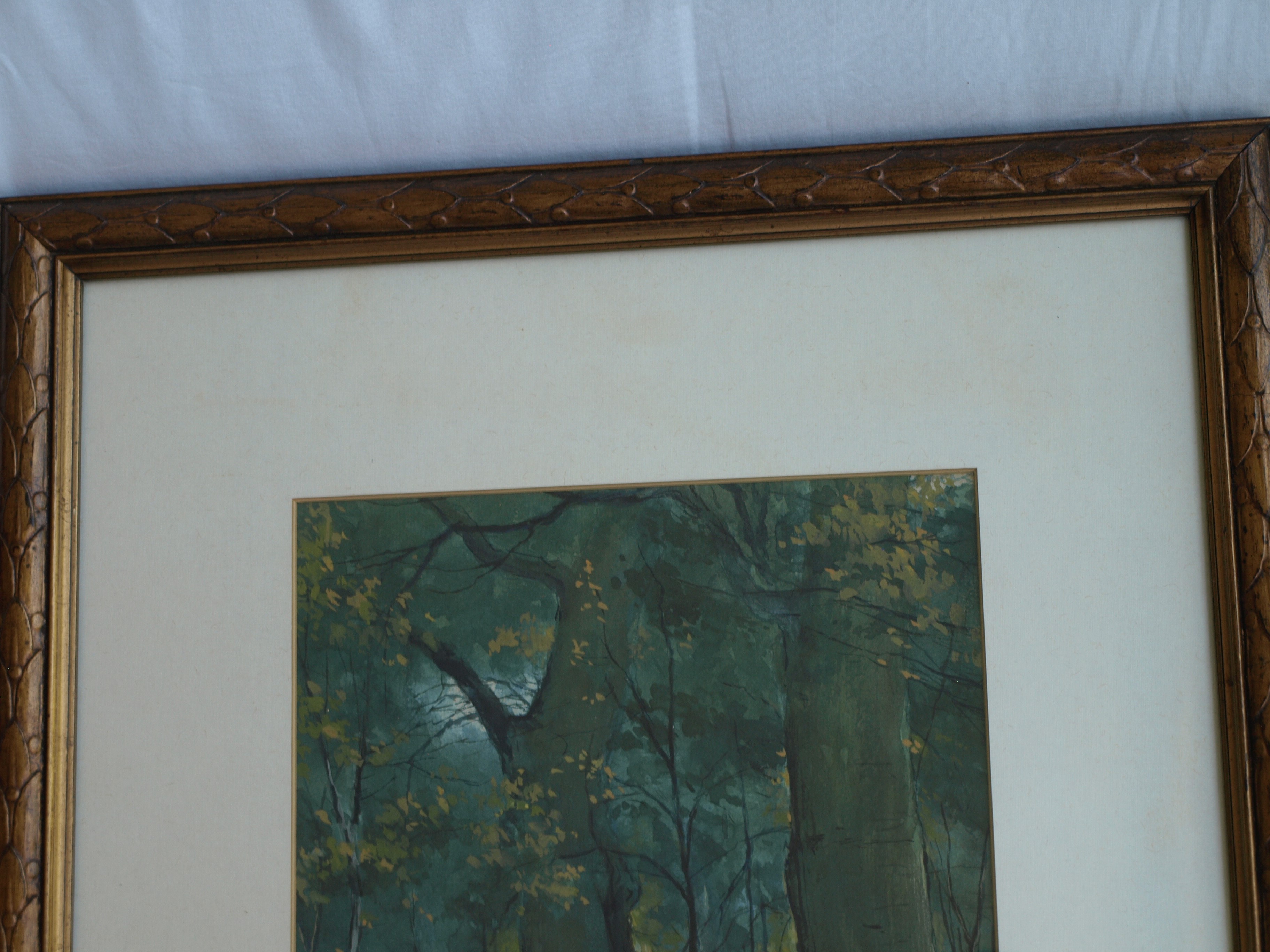 Niet of onleesbaar gesigneerd - Gouache , Bos – gesigneerd & ingelijst  kopen? Bied vanaf 1!