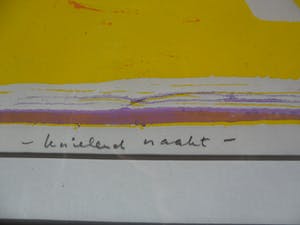 Pim Schilt - Linosnede, titel, Knielend Naakt, uit 1983 kopen? Bied vanaf 40!