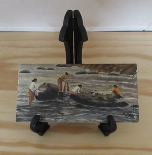 Niet of onleesbaar gesigneerd - Drieluik miniatuur schilderijtjes Indisch Landschap kopen? Bied vanaf 10!