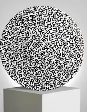 Keith Haring - porseleinen verzamelbord Ligne Blanche handgeschilderd wit/zwart Limited Edition vendu pour 150€ !