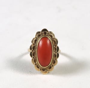14K Goud - Collier, armband en ring met bloedkoraal kopen? Bied vanaf 300!