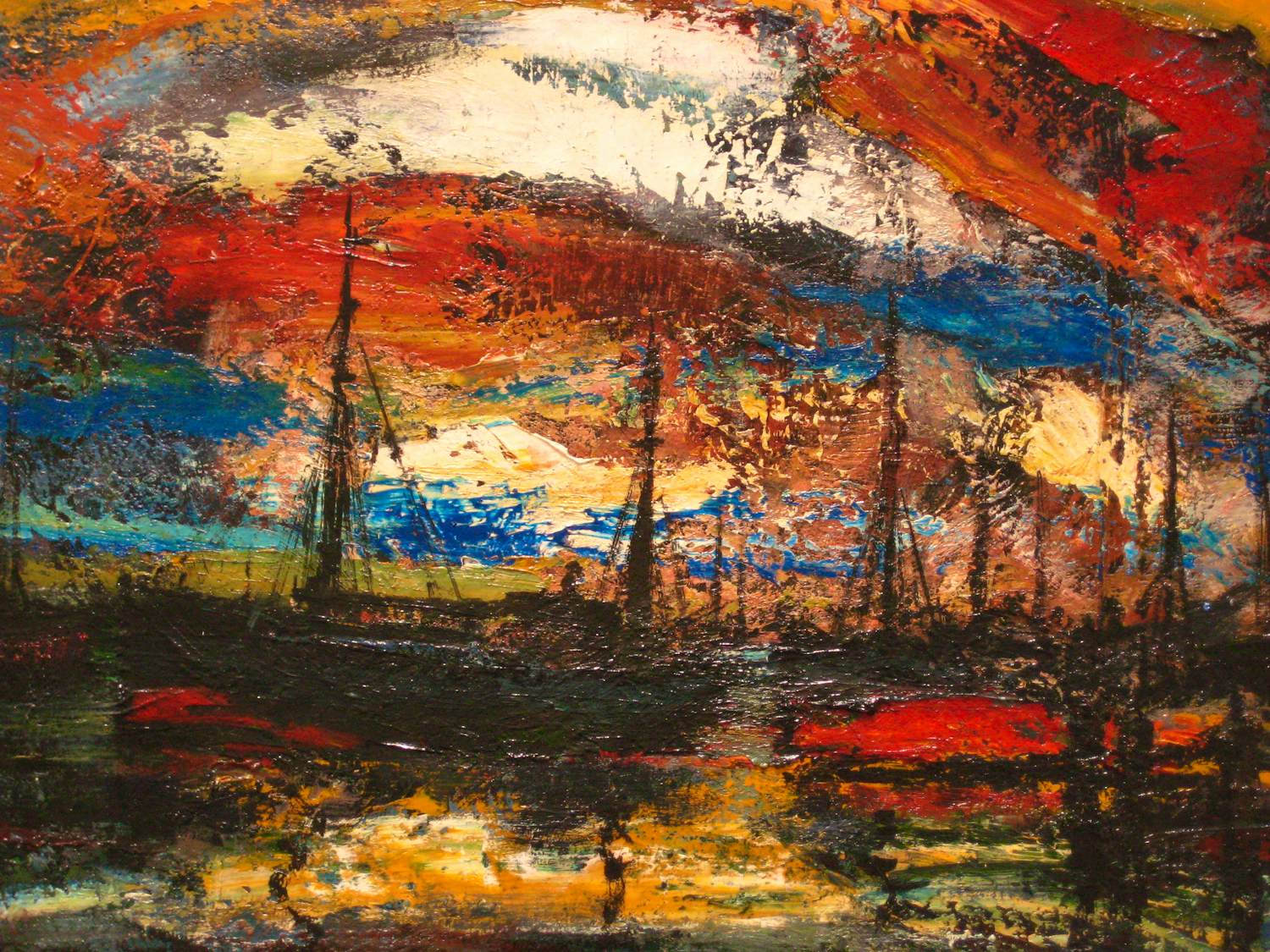 Toon Koster - Boten in Haven. verkocht voor € 1!