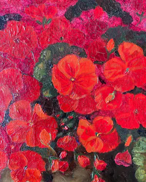 Marie Becht - Bloemstilleven geraniums in vaas kopen? Bied vanaf 225!