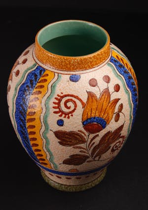 Plateelbakkerij Zuid-Holland - Vaas met floraal decor 'JOMA' | Nederland | 1957 kopen? Bied vanaf 19!