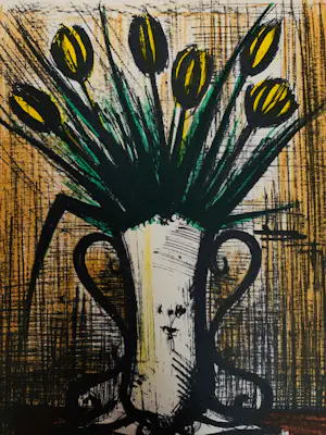 Bernard Buffet - Bouquet de tulipes jaunes, 1965. Lithografie. kopen? Bied vanaf 25!