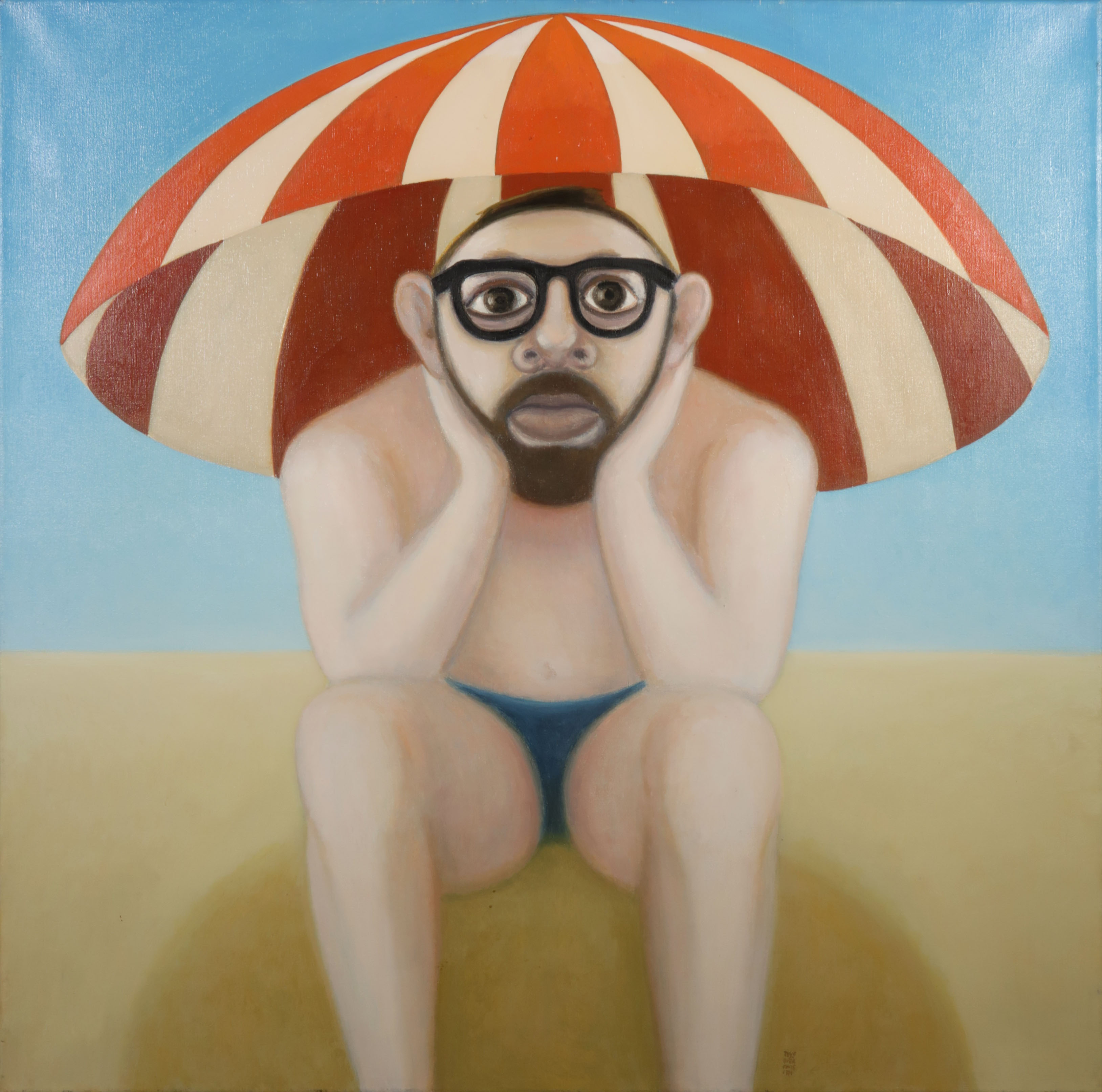 Thijs Overmans - Olieverf op doek, Bader (Groot) verkocht voor € 350!