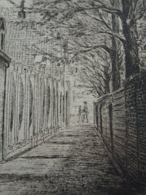 Willem Hopman - Ingelijste ets , Gedempte Baansloot Alkmaar kopen? Bied vanaf 35!