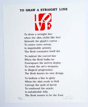 Robert Indiana - Love - To draw a straight line verkocht voor € 350!