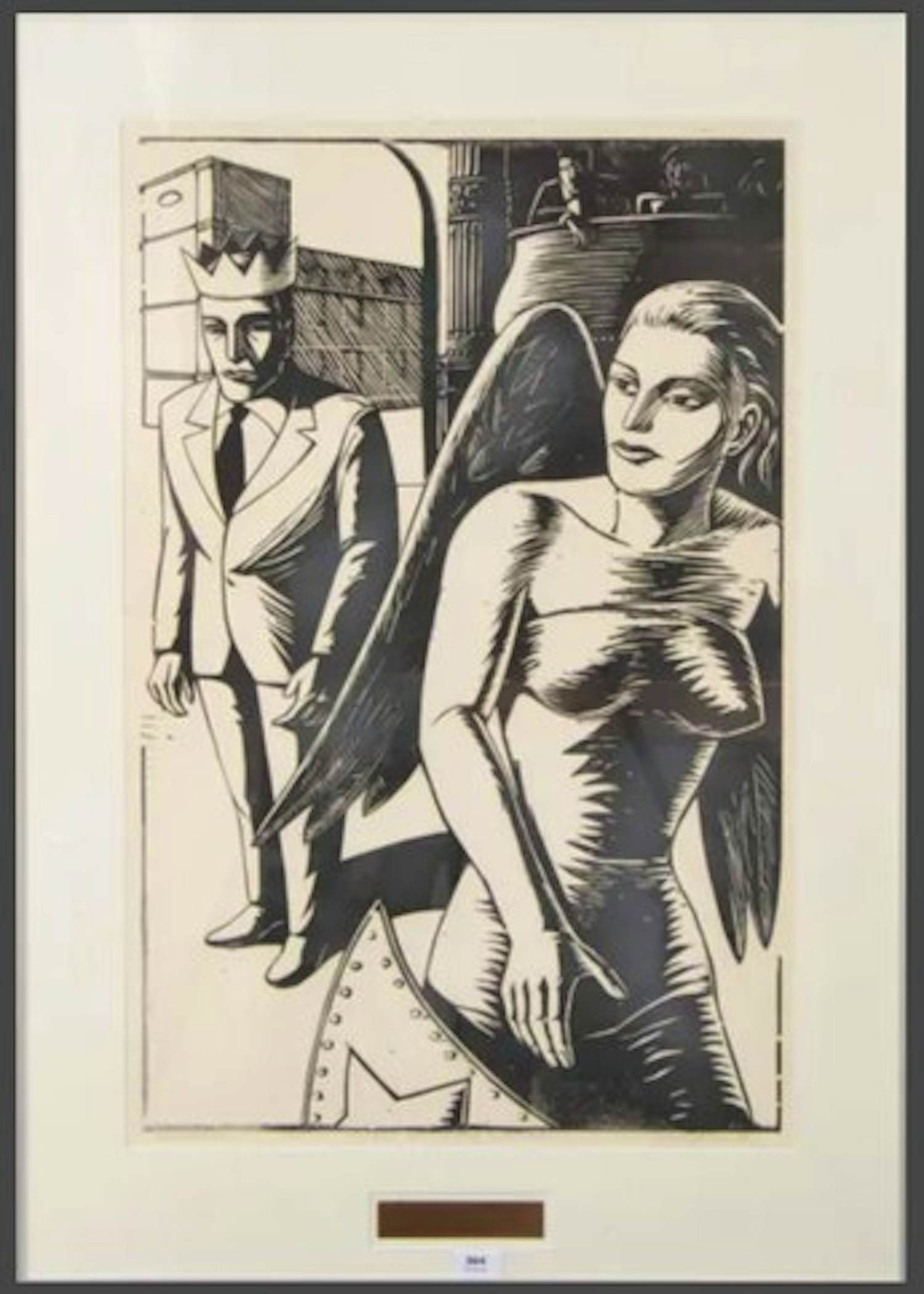 Leon Janssen - In het Theater, Houtsnede tgv Edmond Hustinxprijs 1986 verkocht voor € 99!