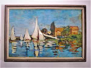 Niet of onleesbaar gesigneerd - Oud olieverf "Zeilboten op Hollandse Plas" gesigneerd verkocht voor € 10!