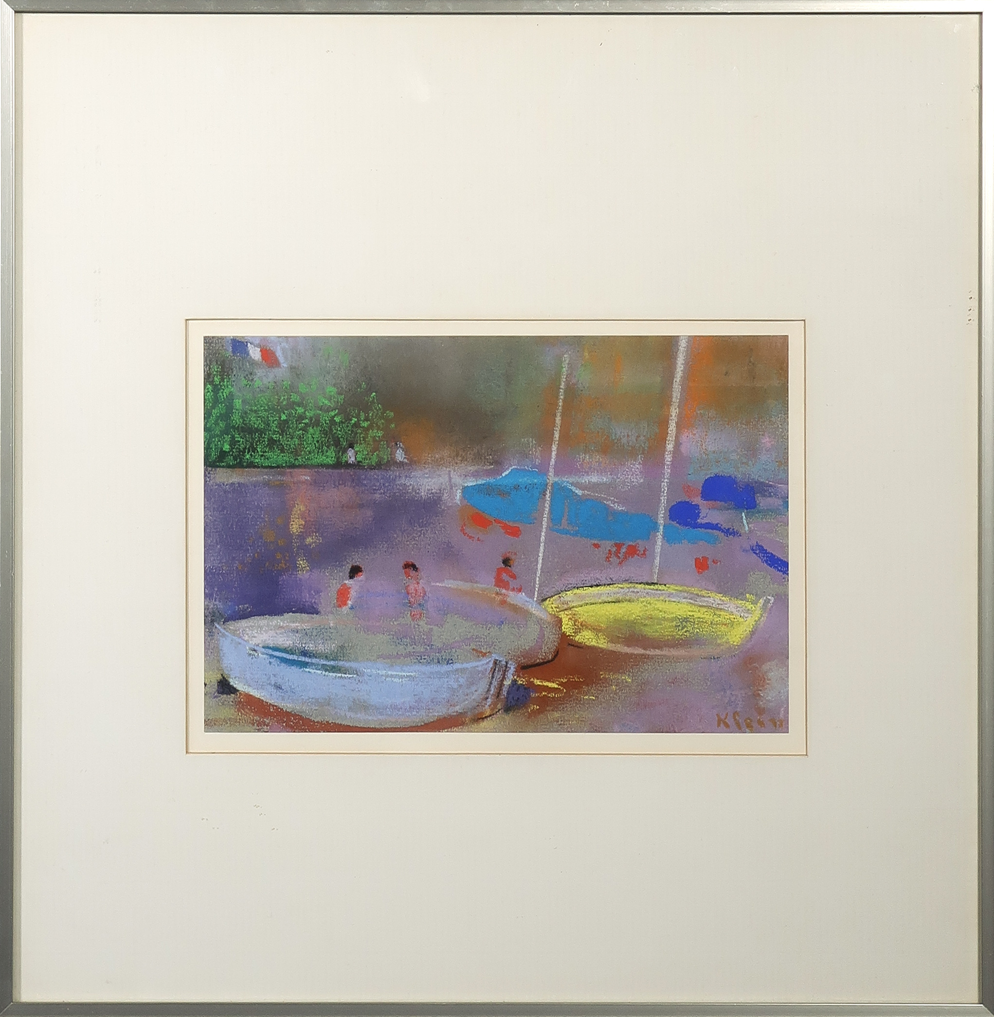 Frits Klein - Pastelkrijt op papier, Zonder titel - Ingelijst kopen? Bied vanaf 150!