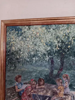 Chris van Dijk - Children drawing in the shade of a tree kopen? Bied vanaf 550!