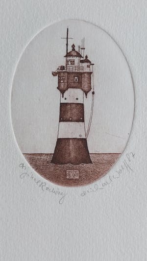 Niet of onleesbaar gesigneerd - etsje van Vuurtoren kopen? Bied vanaf 1!