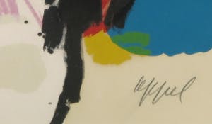 Karel Appel - Litho, Woman against Yellow Wall - Ingelijst (Groot) kopen? Bied vanaf 1!