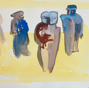 Marcus De Vestele - Abstrakte Komposition mit 4 Figuren von 1974 kopen? Bied vanaf 150!