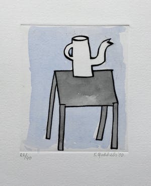 Klaas Gubbels - ets met aquarel ingekleurd - ‘Kan op tafel’ - oplage 40 ex kopen? Bied vanaf 245!