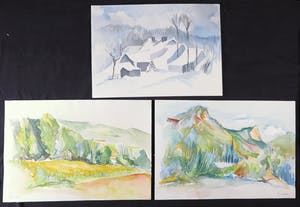 Joe Wols - Lot van 3 aquarellen op papier, Landschappen kopen? Bied vanaf 1!