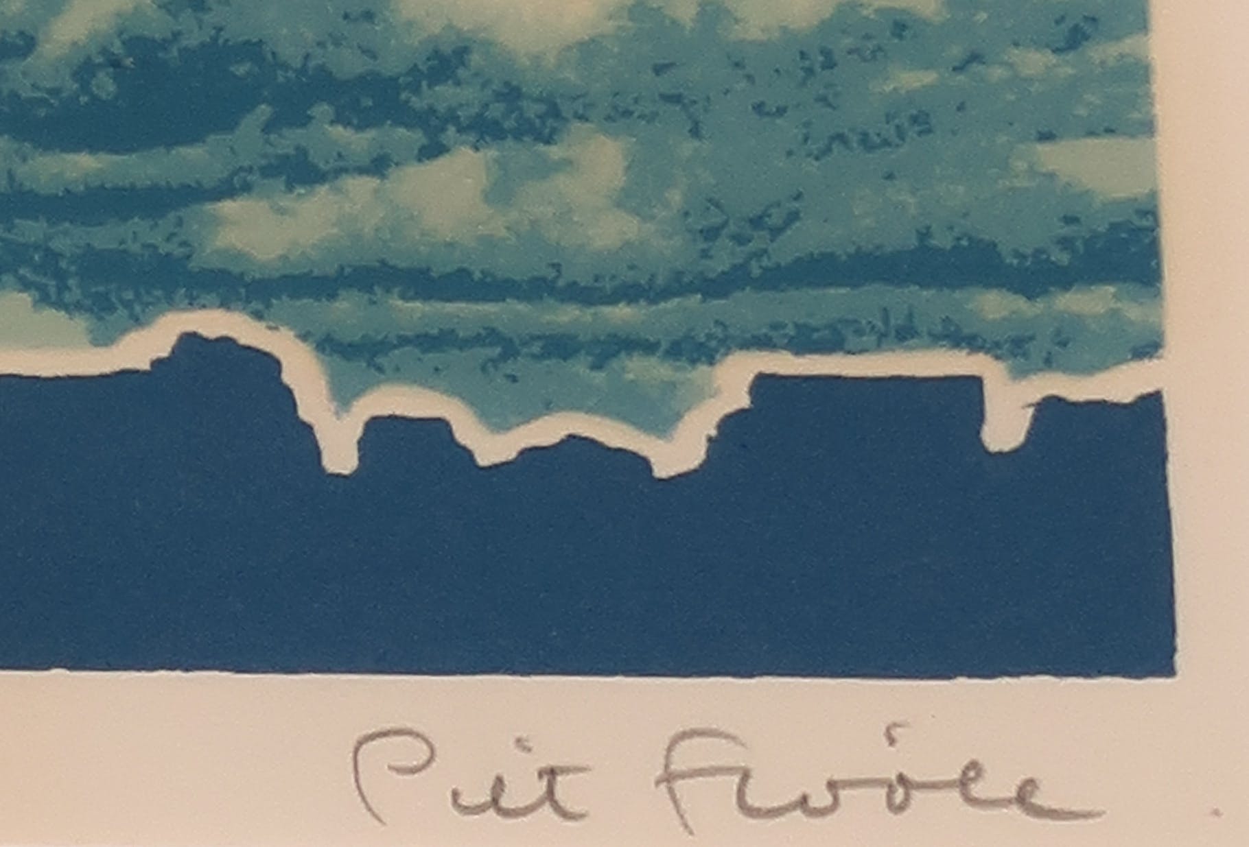 Piet Fioole - Zeefdruk, Lucht boven Breda - Ingelijst kopen? Bied vanaf 20!