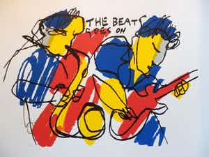 Herman Brood - Kleurenzeefdruk THE BEAT GOES ON Handgesigneerd. verkocht voor € 275!