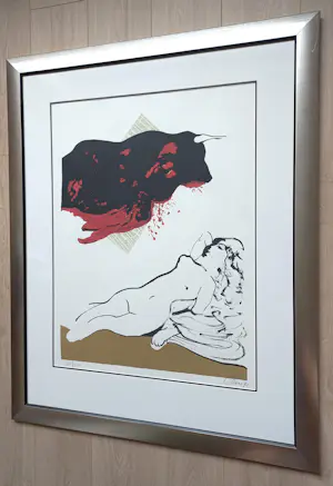 Hugo Claus - Europa ontvoerd door Zeus, zeefdruk (prachtig ingelijst, groot) kopen? Bied vanaf 295!