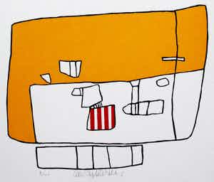 Cees Andriessen - linosnede: Bollewop - 1974 verkocht voor € 45!