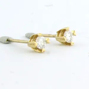 18k geel gouden solitair oorknoppen met briljant geslepen diamant tot. 0,22ct. kopen? Bied vanaf 240!