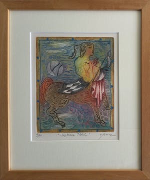 Osanne Nègre - "Sagittaire Idéal" (sterrenbeeld) | Litho - carborundum (ingelijst) kopen? Bied vanaf 49!