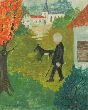 Netty Michels - Olieverf op doek, Man met hond kopen? Bied vanaf 50!