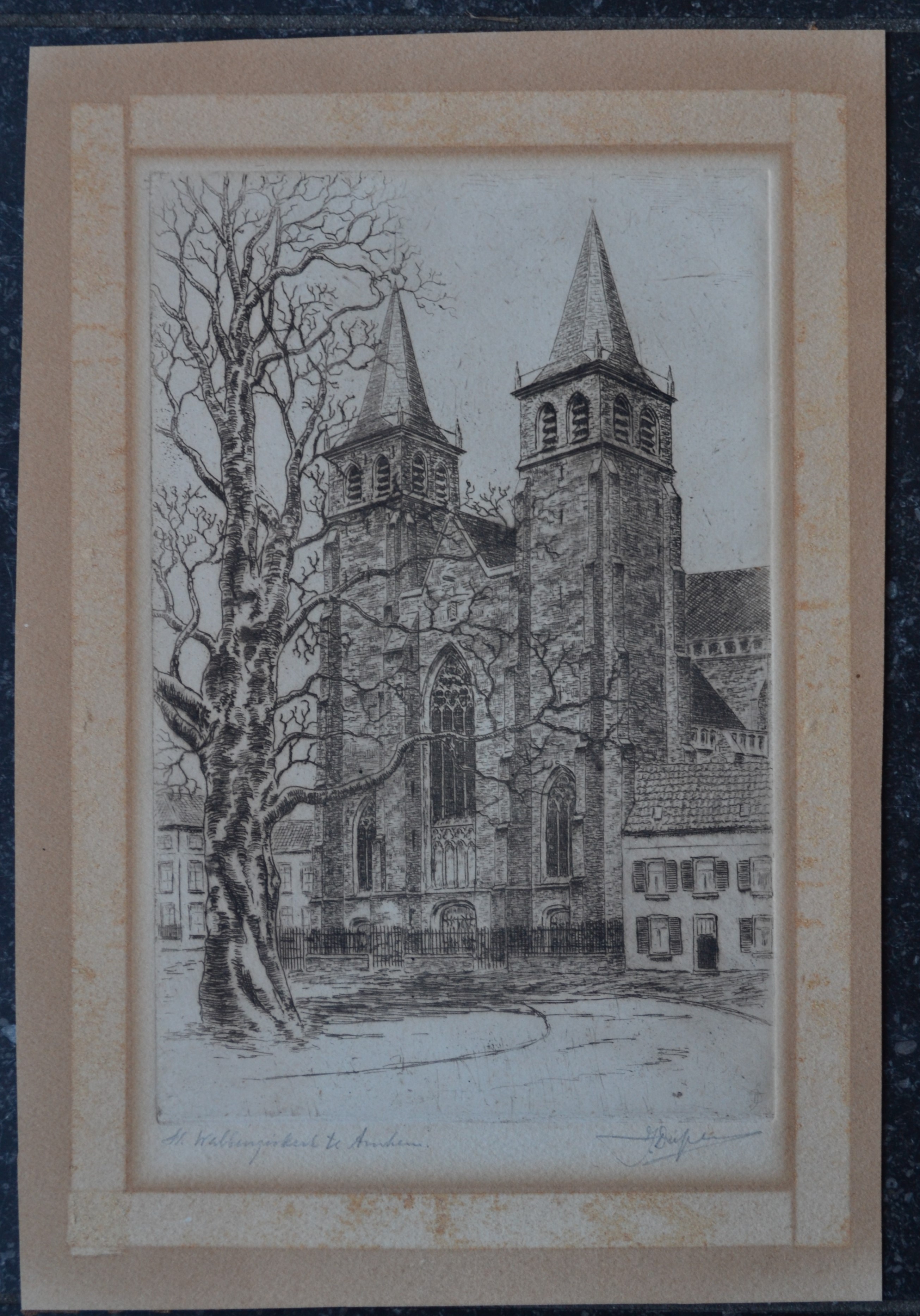 Jan Disselsma - Ets - Sint Walburgiskerk te Arnhem - handgesigneerd kopen? Bied vanaf 1!