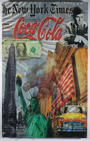 Benito Lewis - Gemengde techniek / fotocollage op metaal, New York kopen? Bied vanaf 80!