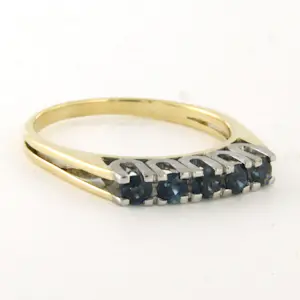 14k bicolour gouden ring bezet met saffier - ringmaat 18.75 (59) kopen? Bied vanaf 260!