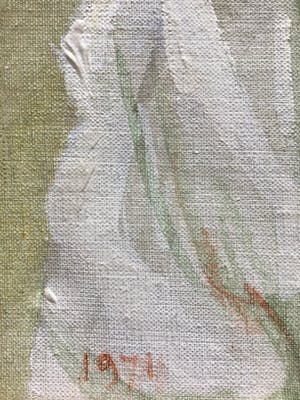 Niet of onleesbaar gesigneerd - Schilderij van meisje gesigneerd NB, olieverf op linnen kopen? Bied vanaf 1!