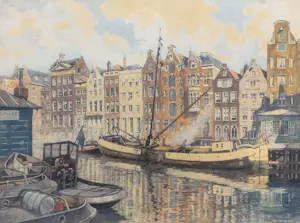 Hendrikus Roodenburg - Damrak Amsterdam, aquatint ets (ingelijst) kopen? Bied vanaf 75!