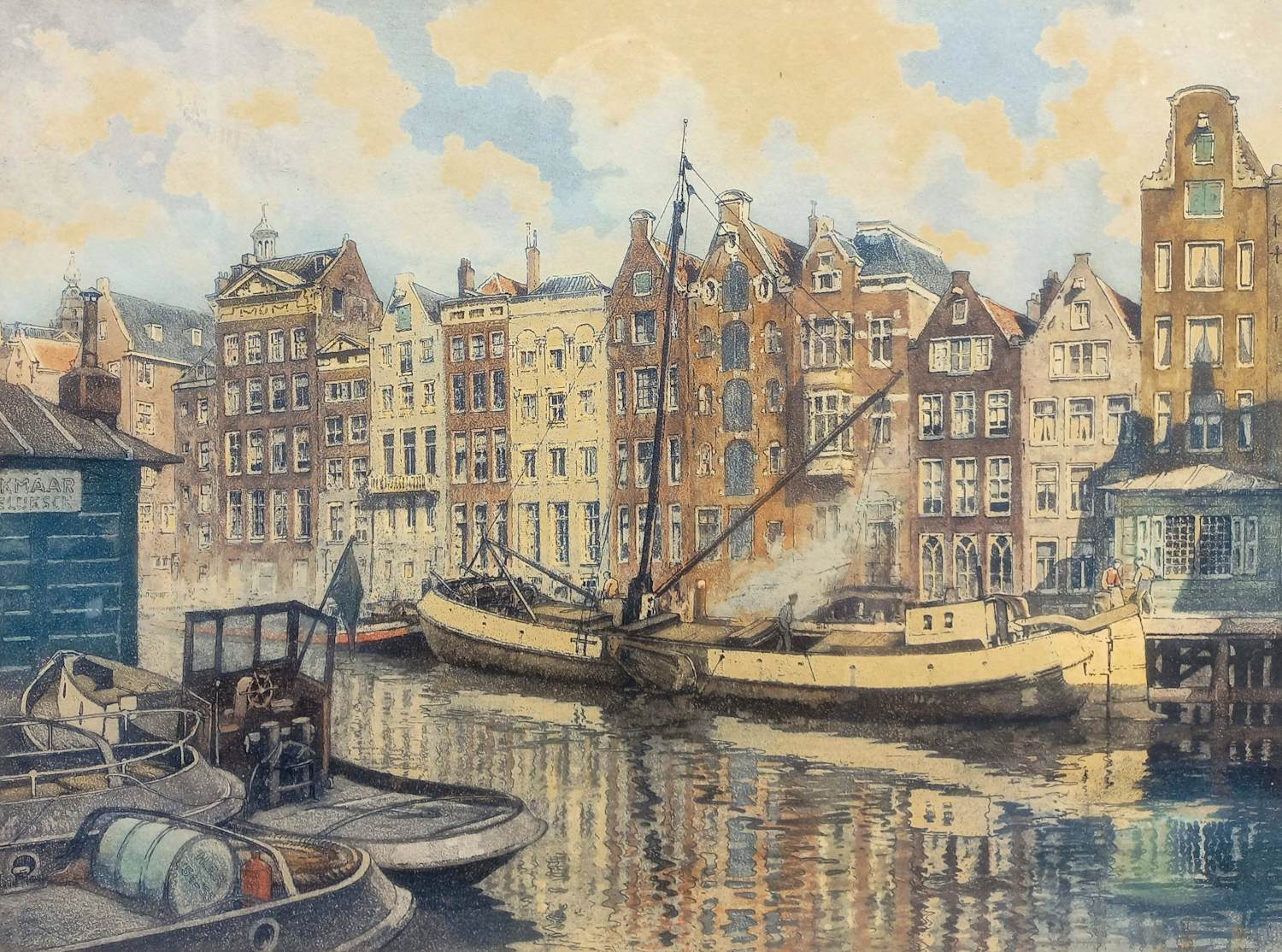 Buy Hendrikus Roodenburg - Damrak Amsterdam, aquatint ets (ingelijst)? Bid from 75!