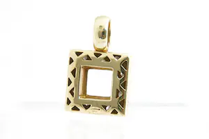 48- Massieve 18 krt gouden en diamanten "gewelfde" hanger - 9 briljanten kopen? Bied vanaf 470!