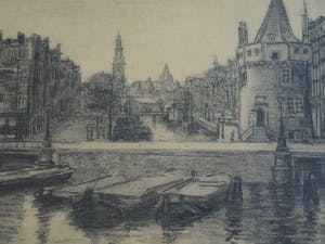 Louis Landre - Ingelijste litho, Prins Hendrikkade Amsterdam – ca 1925 kopen? Bied vanaf 25!