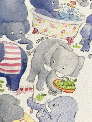 Curiosa - Louise Tate, zeefdruk E is for Elephant, gesigneerd kopen? Bied vanaf 1!