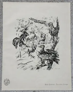 Emil Pottner - Hahn und Adler Der neue Kämpe. Original-Lithographie 1915 kopen? Bied vanaf 50!