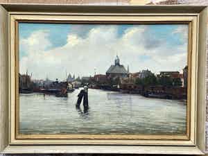 Jan Jans - stadsgezicht met water (Amsterdam?) verkocht voor € 250!