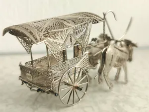 Zilver - 925 - Filigrain Paardenkoets & Ossenwagen - Java Indonesië - midden 20e eeuw kopen? Bied vanaf 95!