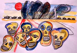 Ernst Vijlbrief - Met aquarel ingekleurde pentekening verkocht voor € 50!