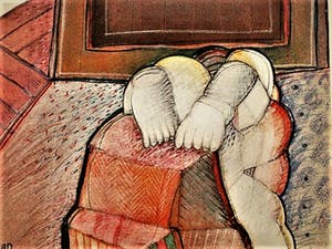 Abraham Hadad - Iraaks/Israelisch expressionist - Gouache - "Moving out" - Christies 2005 kopen? Bied vanaf 60!