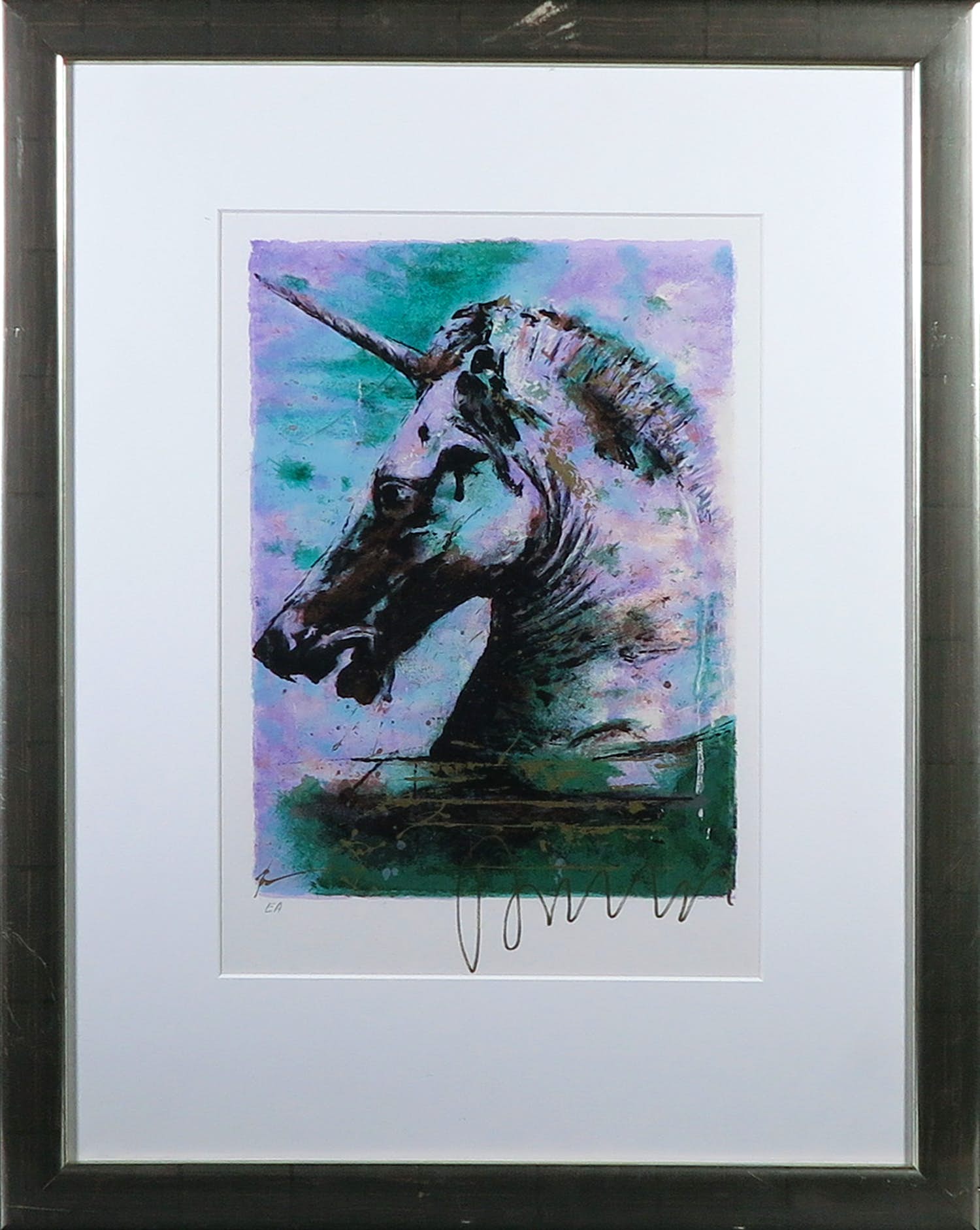 Gerti Bierenbroodspot - Zeefdruk, Eenhoorn - Ingelijst kopen? Bied vanaf 100!