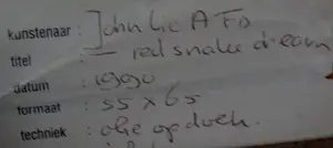 John Lie a Fo - Acrylverf op doek: 'Red Snake Dream' - 1990 kopen? Bied vanaf 225!