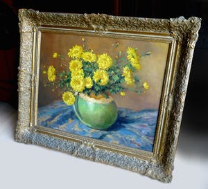 Hendrikus van Langen - Bloemen - Chrysanthemum stilleven in een gemberpotje kopen? Bied vanaf 100!